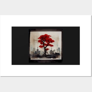 Red Japanese Maple water color painting Posters and Art